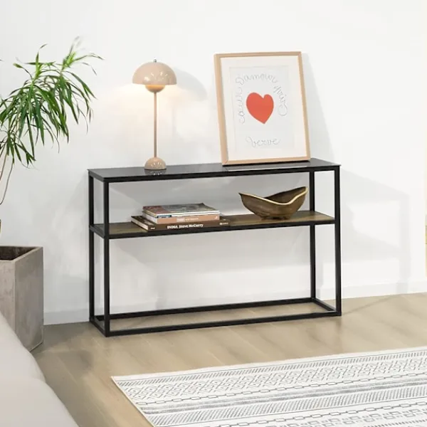 Rootz Living Småbord>Rootz 2-vånings konsolbord - hallbord - vardagsrumsbord - soffbord - sidobord - gavelbord med glasskiva