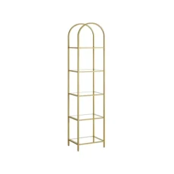 Rootz Living Hyllor>Rootz 5-vånings metallic guld Transparent glashylla - Displayställ - Förvaringsställ - Härdat glas - Stålram - 30,2 cm x 40 cm x 183,5 cm - Lättvikt - | Fyndiq