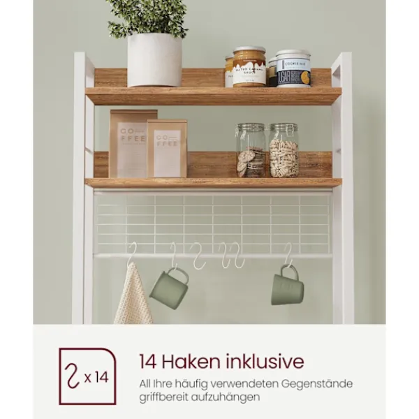 Rootz Living Köksö>Rootz 5-vånings tårtställ - Valnöt Brun-Vit - Spånskiva stål - Förvaringsorganisator - Robust konstruktion - Enkel montering - 40cm x 60cm x 170cm