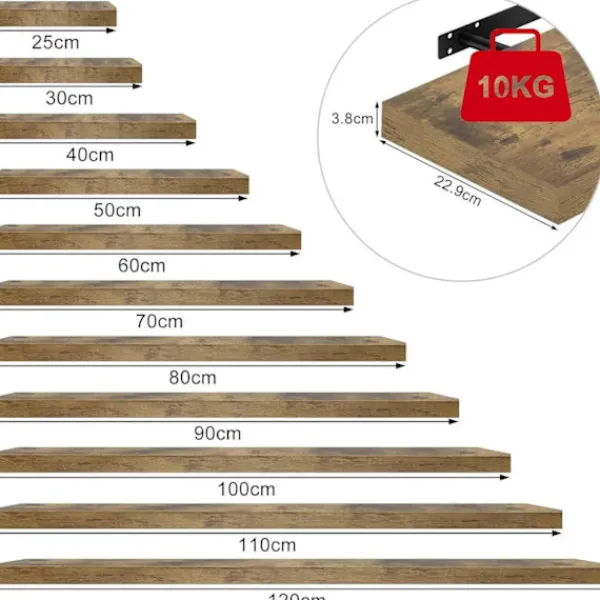 Rootz Living Hyllor>Rootz Wallboard Shelf - CD/DVD -organisator - Bokhylla - Fuktbeständig MDF - Brown - 50x22.9x3.8cm - Spacebesparing Design