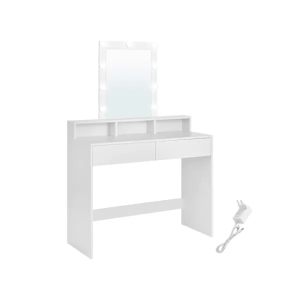 Rootz Living Sminkbord>Rootz White Chipboard Sminkbord - Sminkbord - Sminkbord - Rymlig förvaring - 40cm x 100cm x 145cm