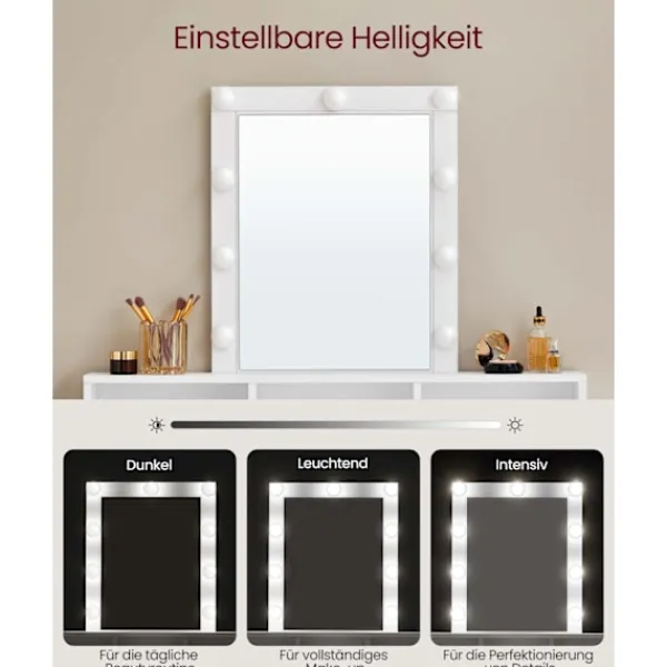 Rootz Living Sminkbord>Rootz White Chipboard Sminkbord - Sminkbord - Sminkbord - Rymlig förvaring - 40cm x 100cm x 145cm
