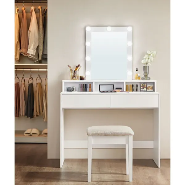 Rootz Living Sminkbord>Rootz White Chipboard Sminkbord - Sminkbord - Sminkbord - Rymlig förvaring - 40cm x 100cm x 145cm