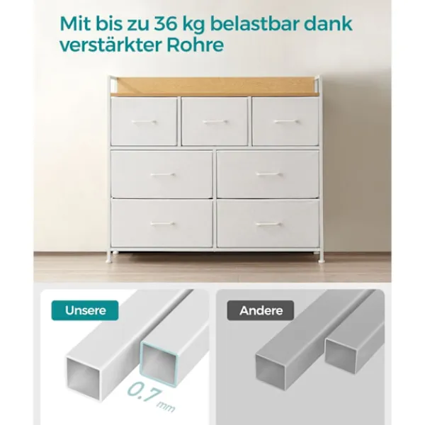 Rootz Living Byråer>Rootz White Oak byrå - Sovrumsorganisator - Förvaringslådor - Spånskiva - 28,5cm x 98cm x 85cm