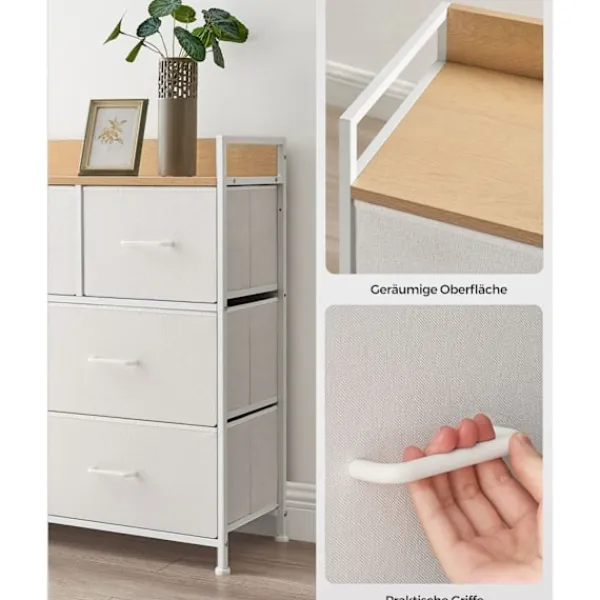 Rootz Living Byråer>Rootz White Oak byrå - Sovrumsorganisator - Förvaringslådor - Spånskiva - 28,5cm x 98cm x 85cm