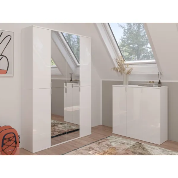 Rootz Living Skåp>Rootz Wood Material High -Gloss White Shoe Chests - Entryway Furniture - Hallway Garderob - Hållbar produktion - 122 cm x 99 cm