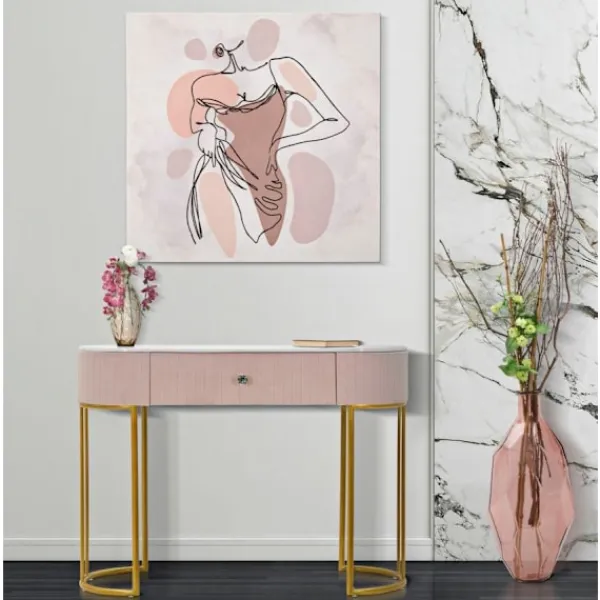 B2X Sminkbord>Rosa konsolbord, 100x40x75 cm, marmorskiva