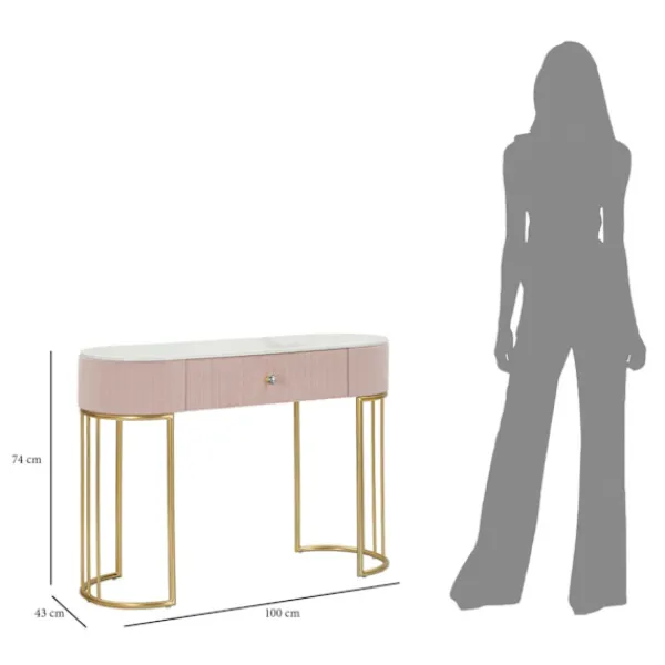 B2X Sminkbord>Rosa konsolbord, 100x40x75 cm, marmorskiva