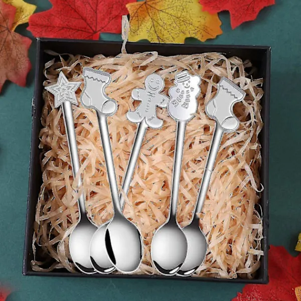 Matgrupper>Rostfria skedar set kaffe dessert teskedar jul metall skedar set 8 delar