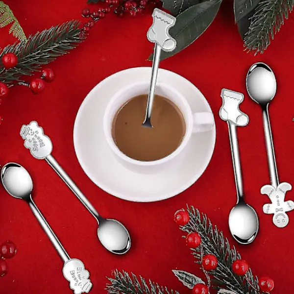 Matgrupper>Rostfria skedar set kaffe dessert teskedar jul metall skedar set 8 delar