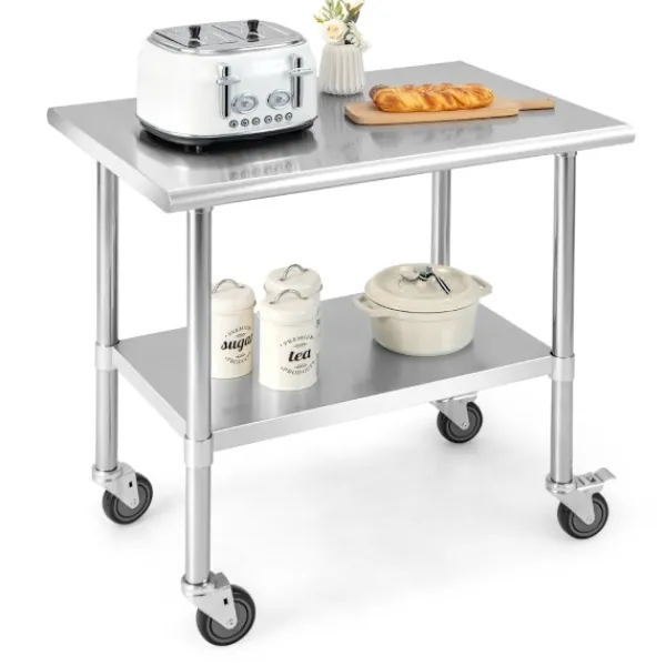 Northix Köksö>Rostfritt bord arbetsbord köksbord rostfritt stål silver 91,5 x 61 x 88,5 cm