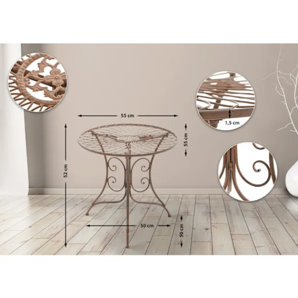 BellaFurn Balkongmöbler>Round Side Table Jugendstil - Balkon Table - Weatherwast Design | Färg: Antik brun