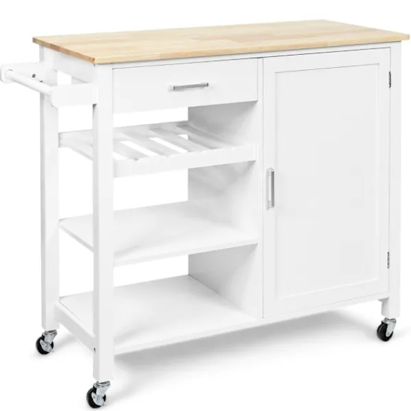 Northix Köksö>Rullande köksvagn Mobil köksö med låda 100 x 48 x 90 cm Vit
