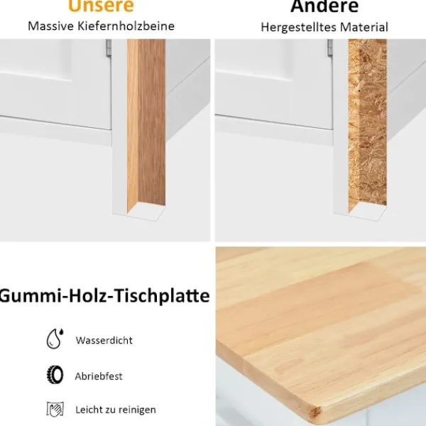 Northix Köksö>Rullande köksvagn Mobil köksö med låda 100 x 48 x 90 cm Vit