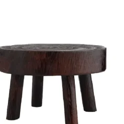 Pallar>RU-Mini Naturträ Rund Pall, Blomkrukshållare, Trädgårdspall - 3,5 " Lång Brun