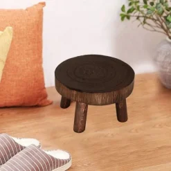 Pallar>RU-Mini Naturträ Rund Pall, Blomkrukshållare, Trädgårdspall - 3,5 " Lång Brun