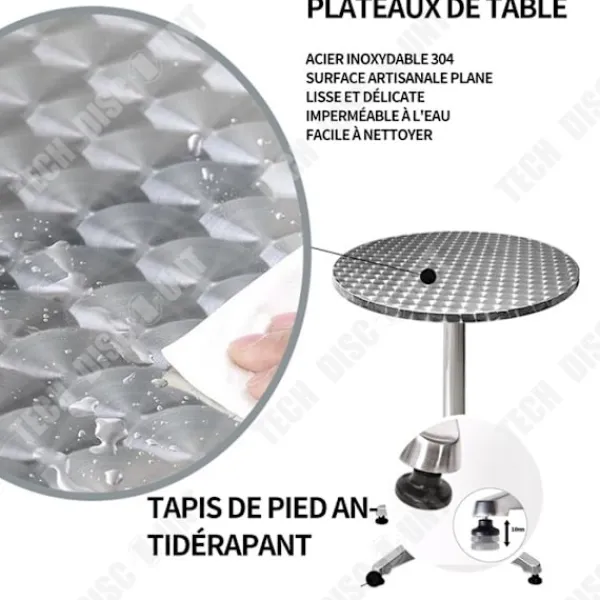 LUNAVO Småbord>Rund Barbord - TD - 60x60 cm - Aluminium - Halkfri - 75 kg belastning