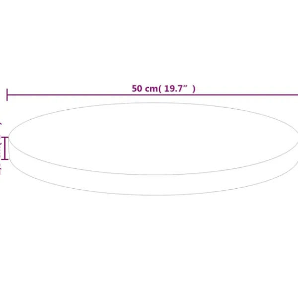vidaXL Matbord>Rund bordsskiva Ø50x2,5 cm obehandlat massiv ek