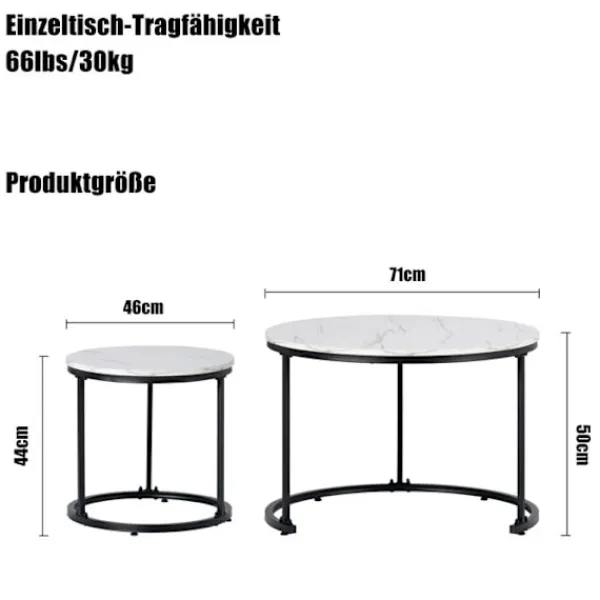 ARHATREYA Soffbord>Rund Kaffeebord - - Set med 2 - MDF - Träytelse - Modern Design