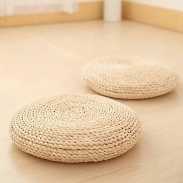 FMYSJ Sittpuffar>Rund Naturlig Pouf Vävning Kudde Fyll Silke Tråd Kudde Mjuk Yoga Stol Säte Matta Fönster Pad (B (FMY)