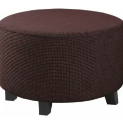 Sittpuffar>Rund Ottoman Överdrag Jacquard Stretch Puff Överdrag, Fotpall Överdrag Möbelskydd Pall Överdrag med Elastisk Botten Halkfri, LITEN