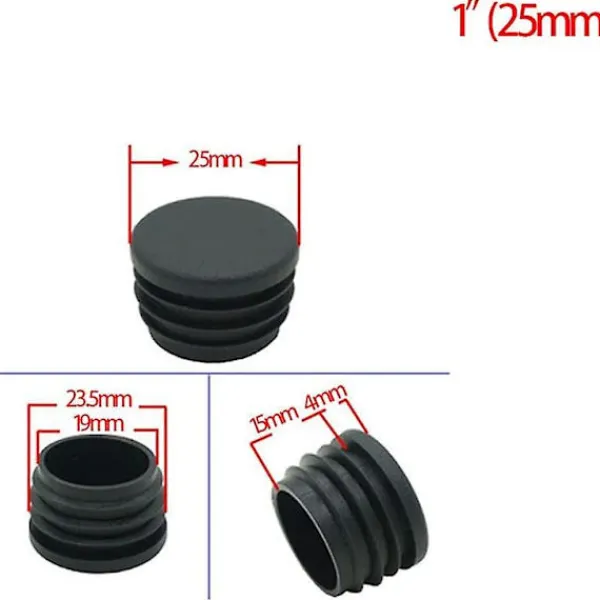 Stolar>Rund Plastplugg, 20 st Svarta Rörändpluggar Stolglidare Runda Ändpluggar Möbel Stol/ben Rörskydd Insats (25mm)