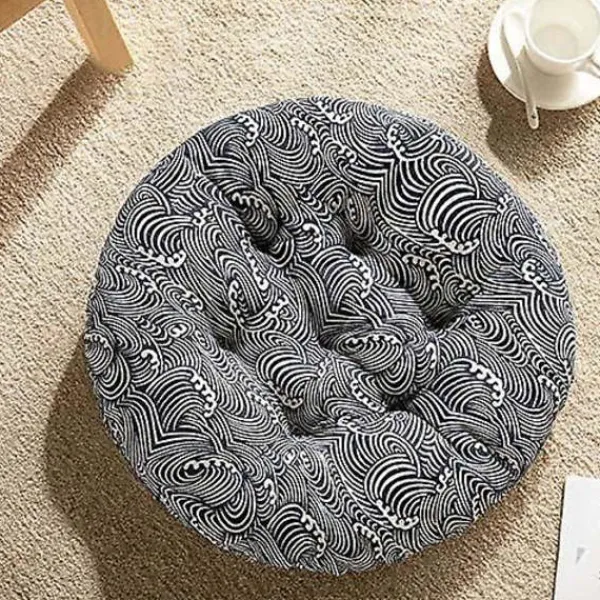 Sittpuffar>Rund Sittdyna Tatami Kudde, Stolsdyna Tjock Stolsdyna, 100% Bomullslinne