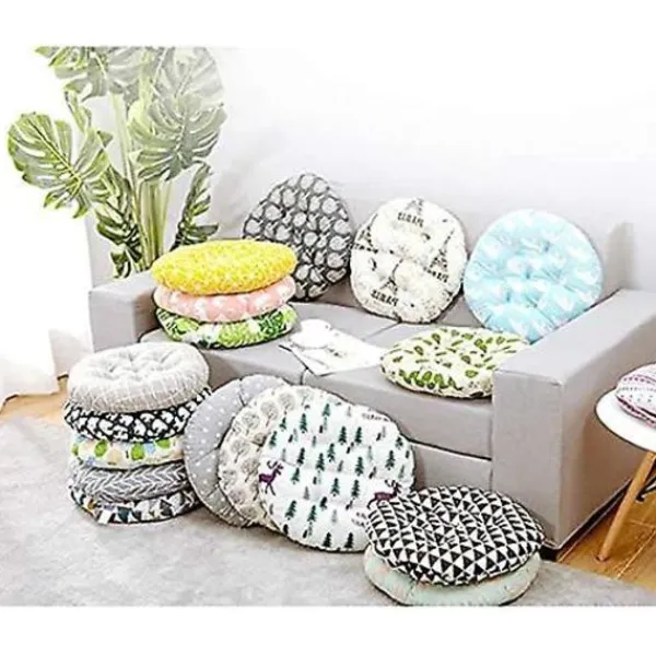 Sittpuffar>Rund Sittdyna Tatami Kudde, Stolsdyna Tjock Stolsdyna, 100% Bomullslinne