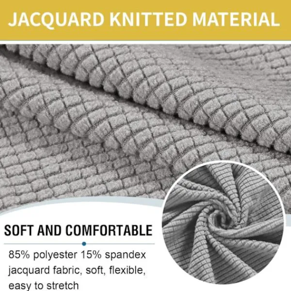 Sittpuffar>Rund stretch jacquard-överdrag (khaki, stor), fotpallsskydd, pallskydd, halkfri elastisk botten
