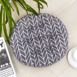 Sittpuffar>Runda stolsdynor, sittdynor i bomull och linne för inom- och utomhusbruk (vågiga ränder, diameter 45 cm)