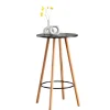 BellaFurn Småbord>Rundt stående bord - loft säng - bok trä, stabil och robust design | Färg: Svart | Klädfärg: Naturen
