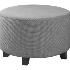 Sittpuffar>Runt stretch jacquardöverdrag (khaki, stor), fotpallöverdrag, stol,A