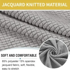 Sittpuffar>Runt stretch jacquardöverdrag (khaki, stor), fotpallöverdrag, stol,A