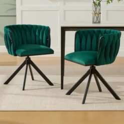 Fåtöljer>Sammet fåtölj set om 2 med 180° svängfunktion - kraftig ram, ergonomisk, sammetslen