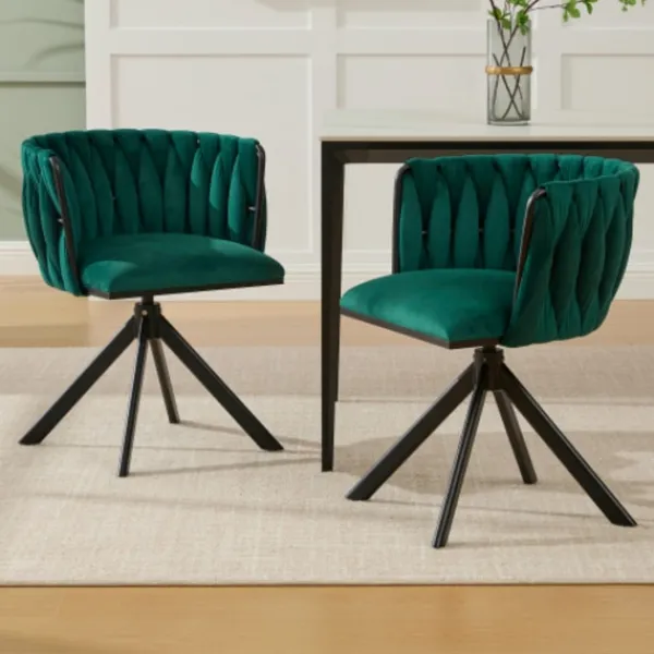Fåtöljer>Sammet fåtölj set om 2 med 180° svängfunktion - kraftig ram, ergonomisk, sammetslen