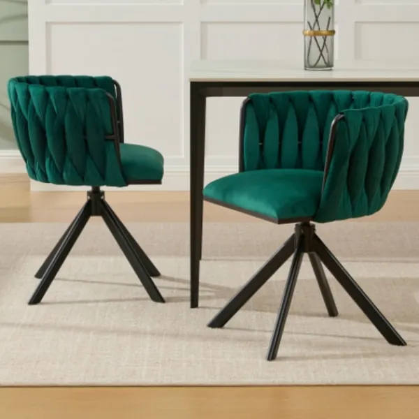 Fåtöljer>Sammet fåtölj set om 2 med 180° svängfunktion - kraftig ram, ergonomisk, sammetslen