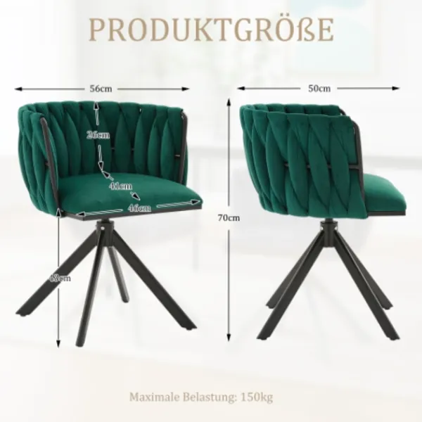 Fåtöljer>Sammet fåtölj set om 2 med 180° svängfunktion - kraftig ram, ergonomisk, sammetslen