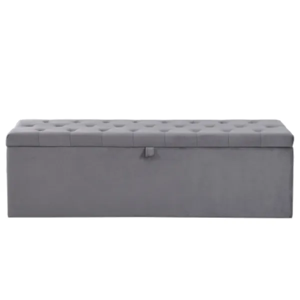 Kistor & Koffertar>Sammet, klädd bänk, klädd bänk, sängpallar, bänk med förvaringsutrymme, grå 138 x 41 x 42 cm