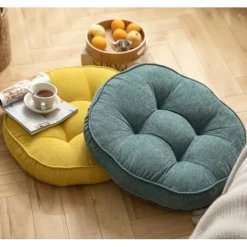 Sittpuffar>Sammet Rund Stol Kudde Stor Solid Puff Tuftad Tjock Meditation Kudde Tatami Golv Stol Kudde, 22x22 Tum, Mörkgrön