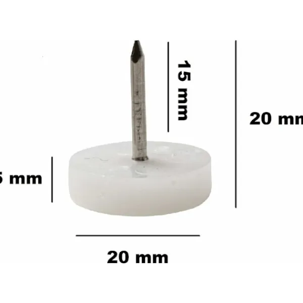 Stolar>Sats med 50 plastspikfötter för stolar, möbler, bord - Triomphe, diameter 20 mm - rund - färg vit