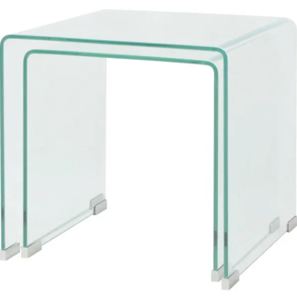 vidaXL Småbord>Satsbord 2 st bord härdat klarglas