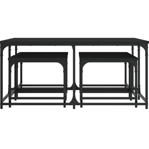 vidaXL Soffbord>Satsbord 5 st svart konstruerat trä