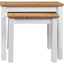 vidaXL Småbord>Satsbord 2 st vit massiv furu panama