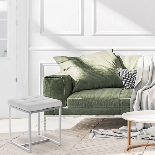 BellaFurn Pallar>Seat Cube, Zitpoef - Versatile & Comant - Rostless Steel Base | Färg: Vit