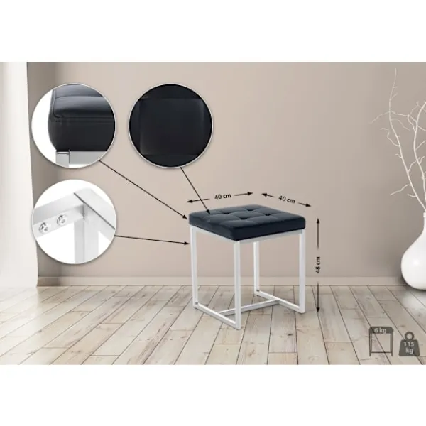 BellaFurn Pallar>Seat Cube, Zitpoef - Versatile & Comant - Rostless Steel Base | Färg: Svart