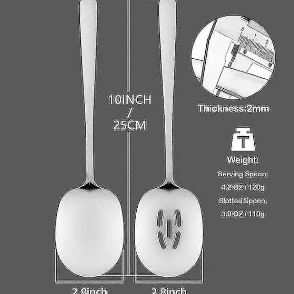 Matgrupper>Serveringsskedar Set, 25 cm Hålslev Och Serveringssked, Skedar Bestick, Matlagningssked, Deg