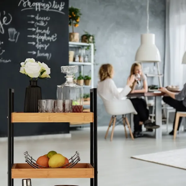 B2X Sideboards>Serveringsvagn i bambu med 3 hyllplan