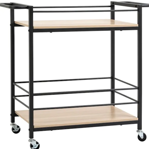 Northio Köksö>Serveringsvagn Köksvagn Med 2 Nivåer, Handtag, Hjul Med Broms, Skyddsräcken, Lastkapacitet 60 Kg, 82X40X75 Cm