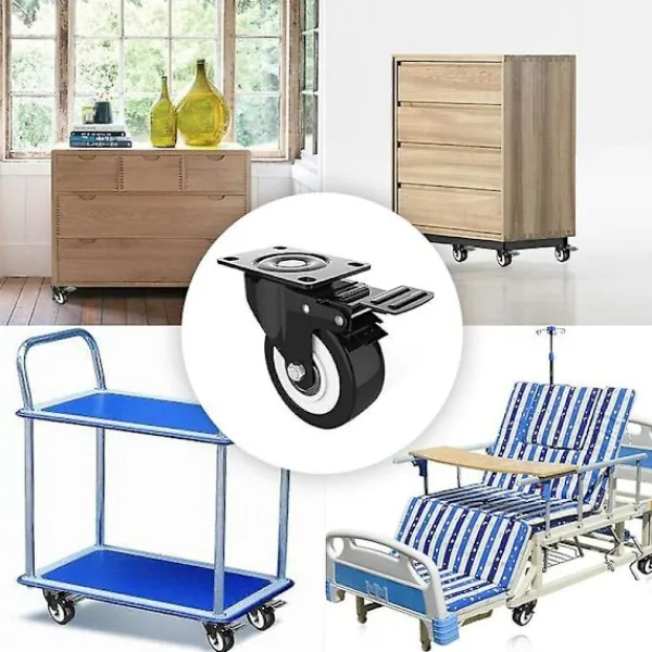 Stolar>Set med 4 50 mm hjul med broms, 4 st svängbara hjul för möbler/transport, möbelhjul, kraftiga hjul med 300 kg total lastkapacitet