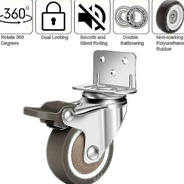 Stolar>Set med 4 50 mm Svängbara Hjul, 100 kg Möbelhjul, L-RY